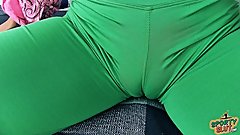 Round Ass Teen Has Deep Cameltoe In Tight Yoga Spandex Pants