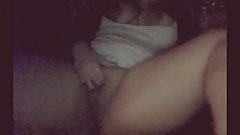 Disposable rubs her pussy, licks cum off fingers