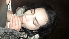 Drunk girl blows dick outdoor