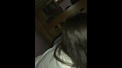 Teen Ex sucking me off,  Barely can grab her ass.