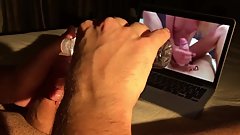 Cumshot with friends handjob