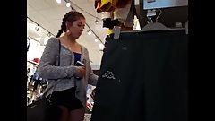 Sexy candid teen shopping