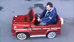 Muscular sexy man rides big bmw