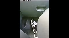 Shoeplay in the car Candid - Black nylons and sneakers preview