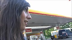 German Brunette in Black Leather Jacket Motorcyle Sex