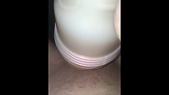 Teen boy fucks fleshlight and cums all over