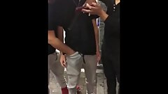 Asian guy getting jerked off in public