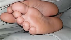 Sexy Blondes Teen Soles Under the Blankets