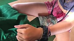 sexy teen caught giving  handjob in the park