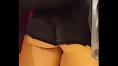 Candid voyeur hot thick teen in tightest shorts mall