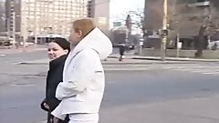 Brunette in Black Puffy Jacket Lesbian Sex