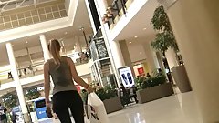 Candid sporty blonde teen great body black leggings