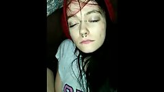 Fucking my hazel-eyed beauty on the couch. Look at me while I cum inside!