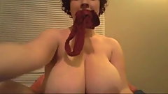 Fat busty teen vibrates her pussy and is very loud...