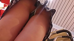 Sexy brunette upskirt 2 part