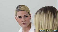 Lesbo teen takes strapon