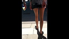 Candid Bare Teen Legs Tight Shorts