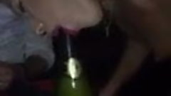 Social-Media-Slut sucks Champagne Bottle!
