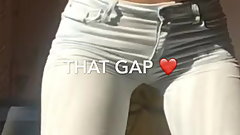 Cameltoe tight white pants thighgap gap