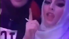 Hijab beurette dancing in club shisha lounge hooka