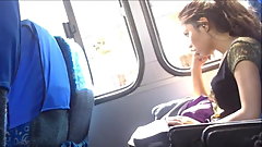 HERMOSA MORENITA SEE MYS BALLS IN THE BUS